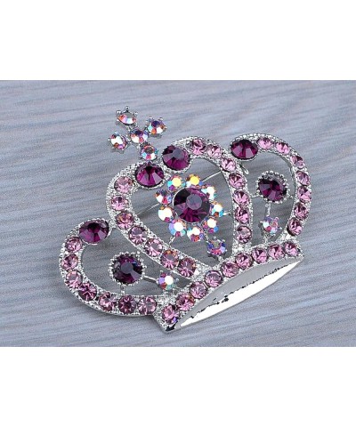 Amethyst Purple Multi-Colored Crystal Rhinestone Royal Princess Queen Crown Brooch Pin Purple $11.69 Brooches & Pins