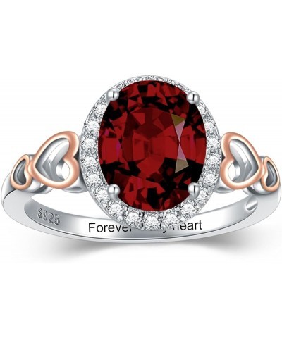 925 Sterling Silver Red Garnet Engagement Ring for Women 10mm * 8mm Oval Cut Garnet with Personalized Name Ring Garnet Ring-P...