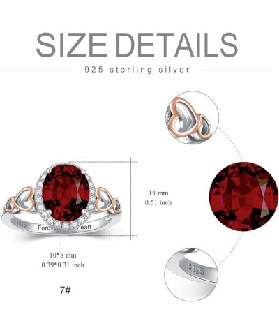 925 Sterling Silver Red Garnet Engagement Ring for Women 10mm * 8mm Oval Cut Garnet with Personalized Name Ring Garnet Ring-P...