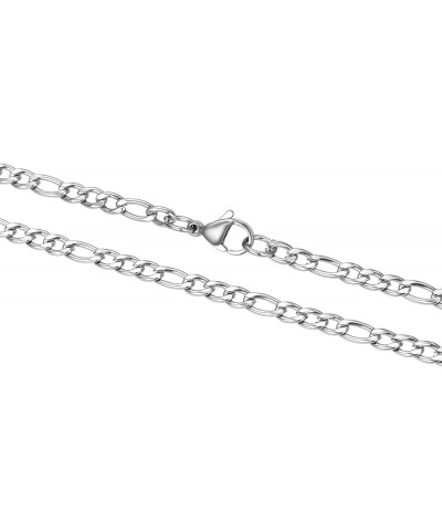 304 Grade Surgical Stainless Steel 3.8mm 4.7mm Diamond-Cut Figaro Link Chain Necklace 18 Inch Tarnish Resistant Hypoallergeni...