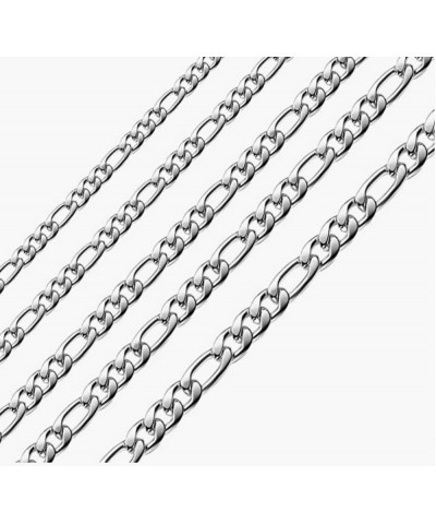 304 Grade Surgical Stainless Steel 3.8mm 4.7mm Diamond-Cut Figaro Link Chain Necklace 18 Inch Tarnish Resistant Hypoallergeni...