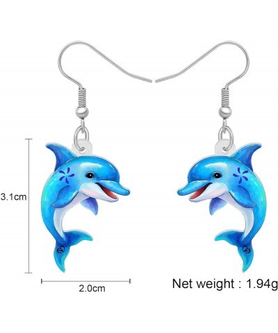 Acrylic Cute Dolphin Earrings Dangle Drop Cartoon Fish Sea Ocean Animals Jewelry for Women Girls Kids Gifts Decor Charms Blue...