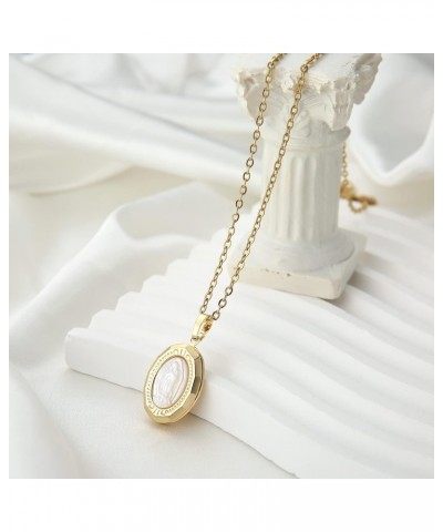 14K Gold Plated Virgin Mary Necklace for Women Girls Religious Dainty Shell Material Openable Amulet Pendant Jewelry Gift $11...