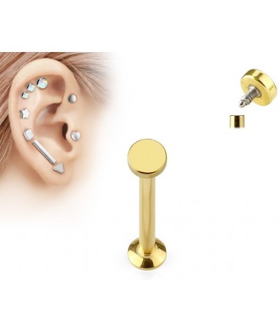 Round Top Internally Threaded 316L Surgical Steel Labret, Monroe Stud (Sold per Piece) L: 5/16" (8mm) Ball: 3mm Gold $9.17 Bo...