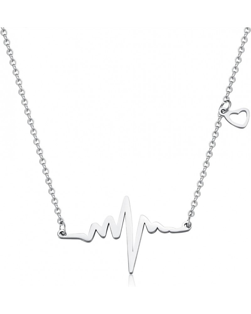 Hanreshe Heartbeat Necklace Stainless Steel Electrocardiogram Pendants Heart Necklace for Nurse Doctor Graduate Student Women...