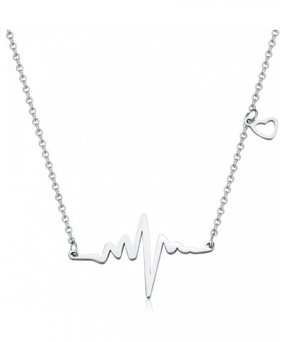 Hanreshe Heartbeat Necklace Stainless Steel Electrocardiogram Pendants Heart Necklace for Nurse Doctor Graduate Student Women...