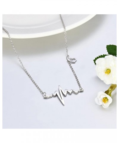 Hanreshe Heartbeat Necklace Stainless Steel Electrocardiogram Pendants Heart Necklace for Nurse Doctor Graduate Student Women...