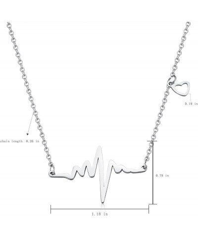 Hanreshe Heartbeat Necklace Stainless Steel Electrocardiogram Pendants Heart Necklace for Nurse Doctor Graduate Student Women...