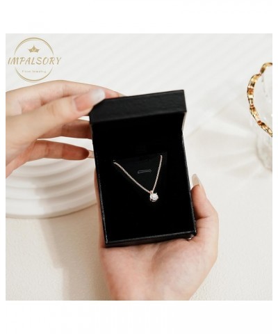 925 Sterling Silver Necklace for Women, 1ct 6.5mm D Colorless Moissanite Necklace Round Brilliant Cut Solitaire Pendant Neckl...