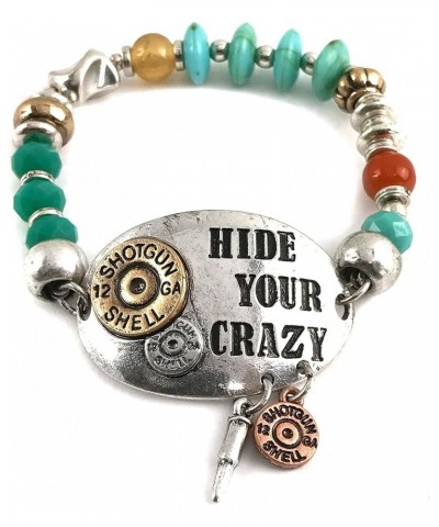 Hammered Plate Hide Your Crazy Act Like a Lady 12 Gauge Shotgun Shell Leather Cuff Bracelet Necklace Stretch Bracelet $18.61 ...