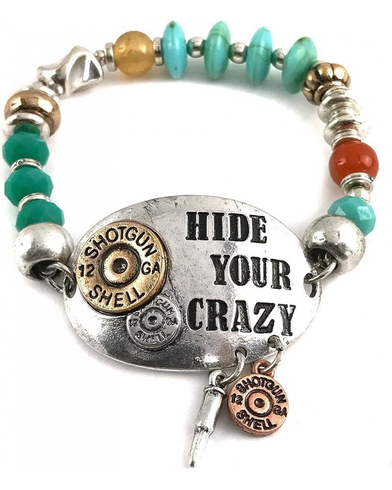 Hammered Plate Hide Your Crazy Act Like a Lady 12 Gauge Shotgun Shell Leather Cuff Bracelet Necklace Stretch Bracelet $18.61 ...