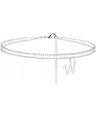 Silver Anklet Bracelets for Women A-Z Initial Anklet for Teen Girls W $5.99 Anklets