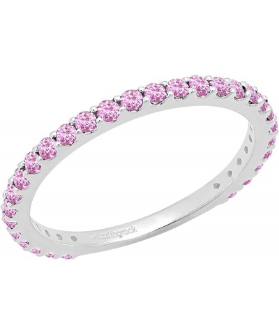 Round Lab Created Pink Sapphire Eternity Style Wedding Band for Women in 10K Gold 7 White Gold $86.41 Rings