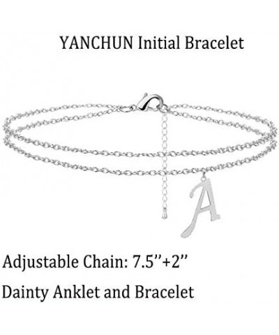 Silver Anklet Bracelets for Women A-Z Initial Anklet for Teen Girls W $5.99 Anklets