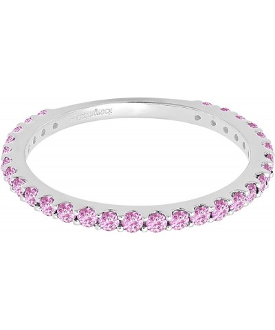 Round Lab Created Pink Sapphire Eternity Style Wedding Band for Women in 10K Gold 7 White Gold $86.41 Rings