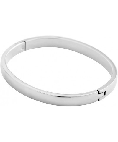 Women's 18k Gold Plated Stackable Bangle Bracelet Hinged Oval-Shape Silver Large 7.5"Inches $23.51 Bracelets