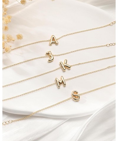 Gold Bubble Initial Chain Bracelets, 14K Gold Plated Balloon Letter Chain Bracelets Jewelry for Women Teen Girls A $7.40 Brac...