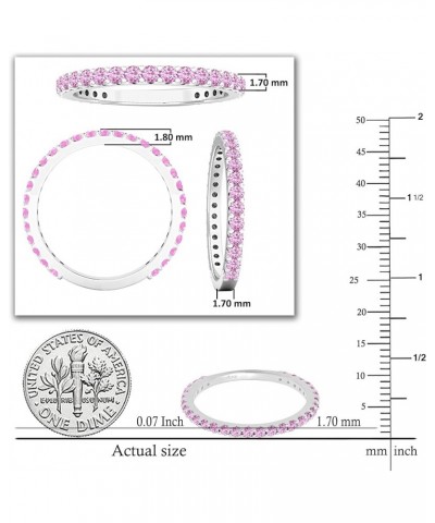 Round Lab Created Pink Sapphire Eternity Style Wedding Band for Women in 10K Gold 7 White Gold $86.41 Rings