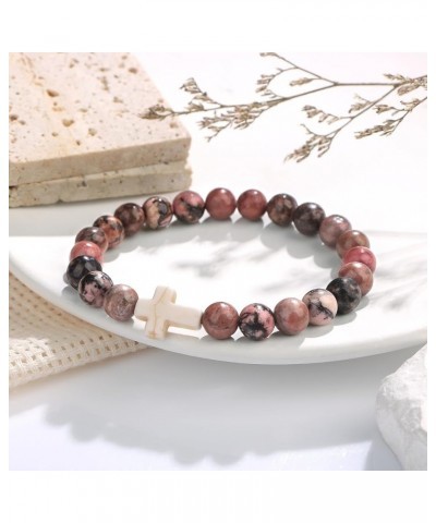 Christian Bracelets for Women Cross Bracelets for Religious Women Girls Easter Catholic Natural Stone Bracelets Christian Jew...