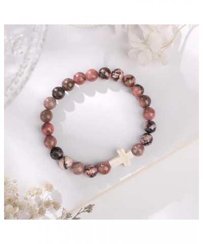 Christian Bracelets for Women Cross Bracelets for Religious Women Girls Easter Catholic Natural Stone Bracelets Christian Jew...