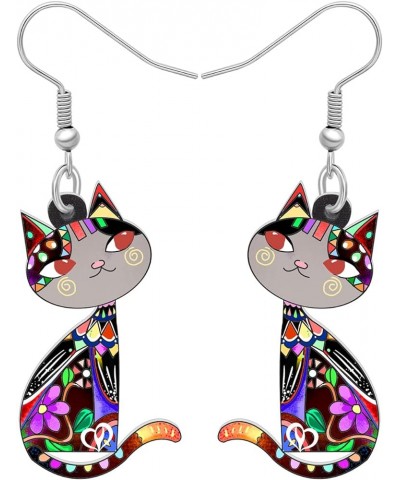 Acrylic Cat Hook Earrings for Women Girls Cute Colorful Cat Hypoallergenic Dangle Drop Earrings Animal Jewelry for Gifts Part...