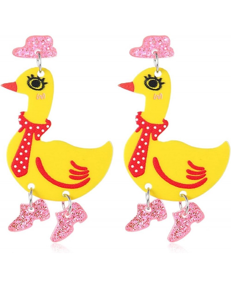 Acrylic Boot Duck Earrings,Colorful Funny Boots Duck Dangle Drop Earrings Cute Cartoon Animal Duck Earrings For Women Girls F...