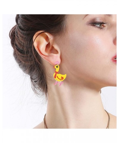 Acrylic Boot Duck Earrings,Colorful Funny Boots Duck Dangle Drop Earrings Cute Cartoon Animal Duck Earrings For Women Girls F...