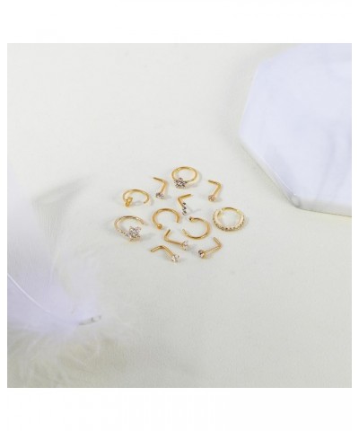 12PCS 20G 18G Nose Piercing Kit Nose Rings Hoops Surgical Steel L Shape Nose Studs for Nose Rings for Women Silver Gold Nose ...