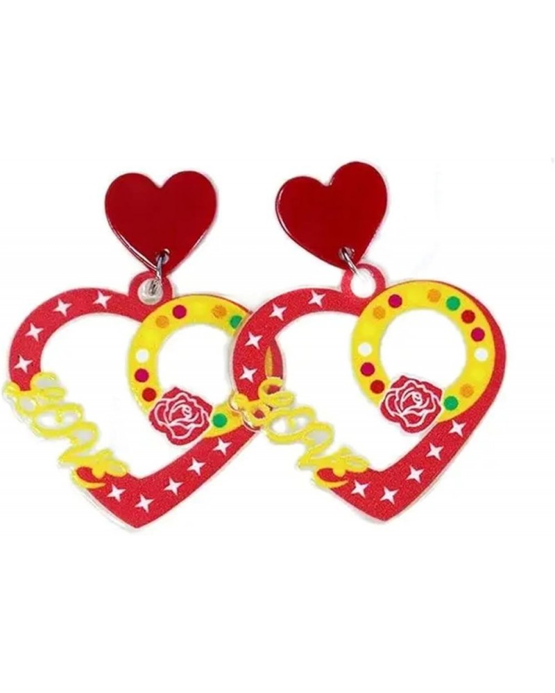 Layer Heart Love Couple Colorful Stud Hoop Dangle Earrings 80 90s Retro Earrings for Women Girl Jewelry Gifts Geometric Valen...