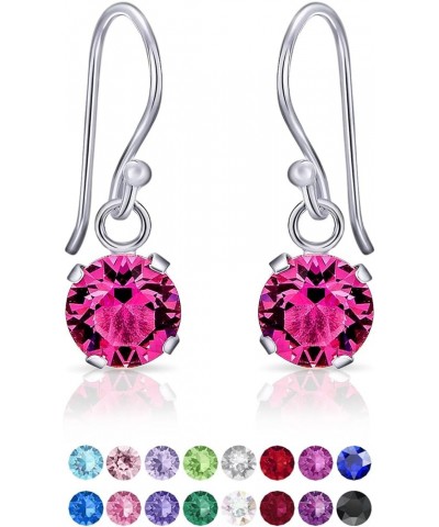 925 Sterling Silver SMALL/MEDIUM Hook Dangle/Drop Earrings made with Round Crystals from Swarovski Elements - Diameter: 6 mm ...