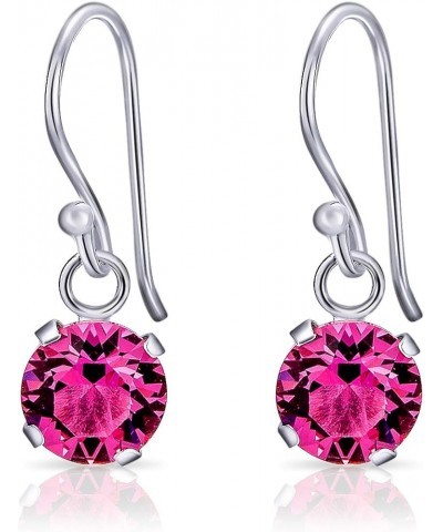 925 Sterling Silver SMALL/MEDIUM Hook Dangle/Drop Earrings made with Round Crystals from Swarovski Elements - Diameter: 6 mm ...