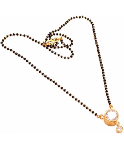 Mangalsutra Ad Cz Multi-Stones Gold Plated Black Crystal beaded Chain Jewelry For Women Single stone $10.24 Necklaces