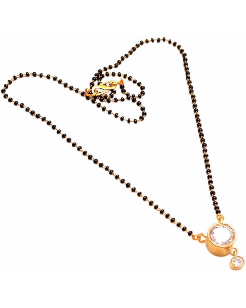 Mangalsutra Ad Cz Multi-Stones Gold Plated Black Crystal beaded Chain Jewelry For Women Single stone $10.24 Necklaces