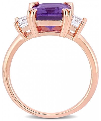 Womens Emerald Cut Gemstone 3-Stone Statement Engagement Ring in 925 Sterling Silver purple amethyst and white topaz $40.32 O...