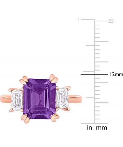 Womens Emerald Cut Gemstone 3-Stone Statement Engagement Ring in 925 Sterling Silver purple amethyst and white topaz $40.32 O...