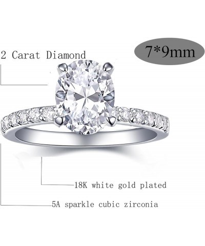 2 Carat Oval Engagement Rings Set for Women | Cubic Zirconia Wedding Sets | Wedding Band Ring | Promise Rings for Her 18K Whi...