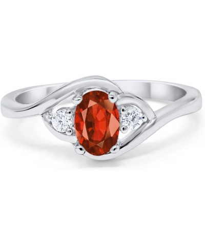 Wedding Engagement Ring Oval Cut Round Simulated Cubic Zirconia 925 Sterling Silver Simulated Garnet CZ $11.04 Rings