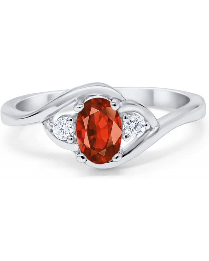 Wedding Engagement Ring Oval Cut Round Simulated Cubic Zirconia 925 Sterling Silver Simulated Garnet CZ $11.04 Rings