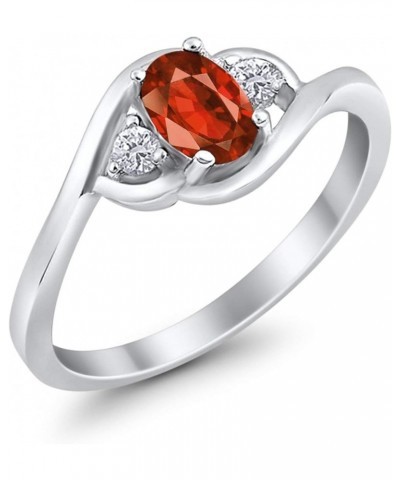 Wedding Engagement Ring Oval Cut Round Simulated Cubic Zirconia 925 Sterling Silver Simulated Garnet CZ $11.04 Rings