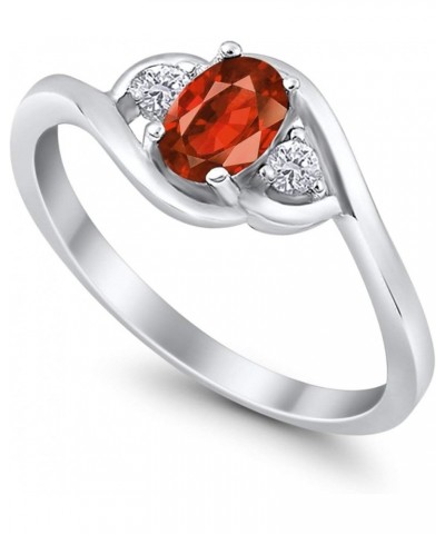 Wedding Engagement Ring Oval Cut Round Simulated Cubic Zirconia 925 Sterling Silver Simulated Garnet CZ $11.04 Rings