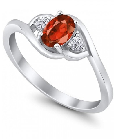 Wedding Engagement Ring Oval Cut Round Simulated Cubic Zirconia 925 Sterling Silver Simulated Garnet CZ $11.04 Rings