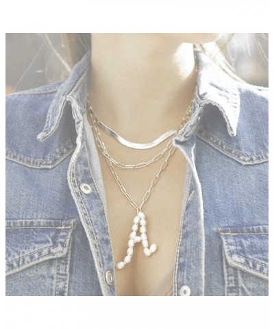 Initial Necklaces for Women-Dainty Letter Pearl Paperclip Pendant Chain Necklaces for Teen Girls. Cute Statement Necklace are...