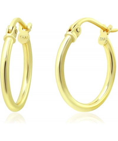 Sterling Silver Thin Hoop Earrings with Click-Top Round Tube Size 1.5 mm Yellow Gold 15 Millimeters $16.19 Earrings