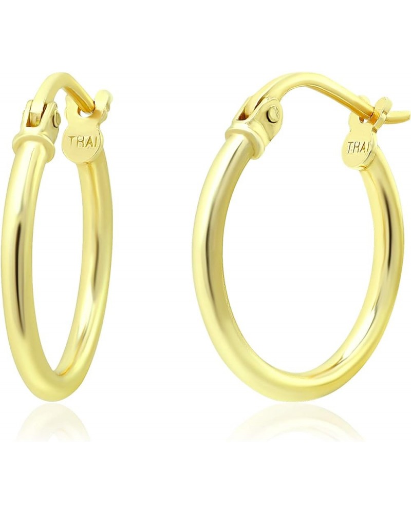 Sterling Silver Thin Hoop Earrings with Click-Top Round Tube Size 1.5 mm Yellow Gold 15 Millimeters $16.19 Earrings