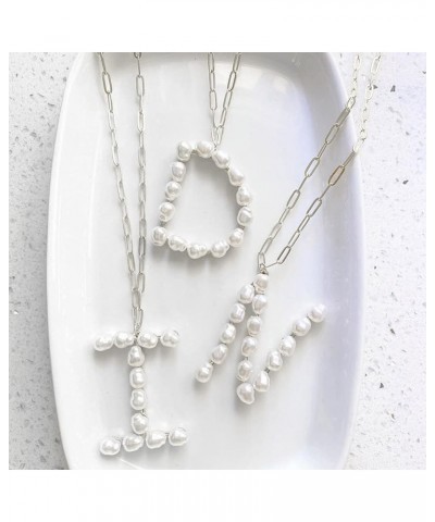 Initial Necklaces for Women-Dainty Letter Pearl Paperclip Pendant Chain Necklaces for Teen Girls. Cute Statement Necklace are...