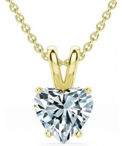 .25-1.00 Carat Heart Shape Brilliant Solitaire Lab-Grown Diamond Solitaire Pendant Necklace For Women Girls infants | 14k Yel...