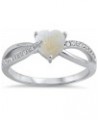 CHOOSE YOUR COLOR Sterling Silver Heart Promise Ring White Natural Opal Cabochon $13.15 Rings