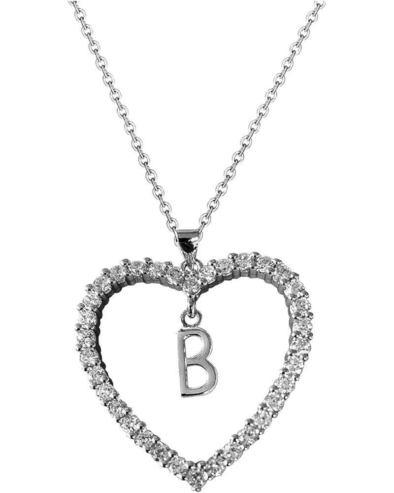 Initial Heart Shape Necklace Womens 26 Letters Pendant Necklaces Inlaid Zircon Alphabet Chain Necklace (G, 4x6x2cm) B 4x6x2cm...