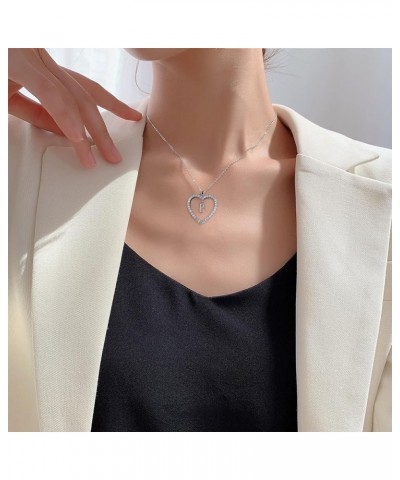 Initial Heart Shape Necklace Womens 26 Letters Pendant Necklaces Inlaid Zircon Alphabet Chain Necklace (G, 4x6x2cm) B 4x6x2cm...