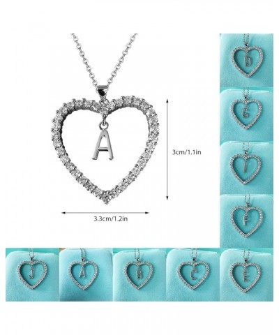 Initial Heart Shape Necklace Womens 26 Letters Pendant Necklaces Inlaid Zircon Alphabet Chain Necklace (G, 4x6x2cm) B 4x6x2cm...